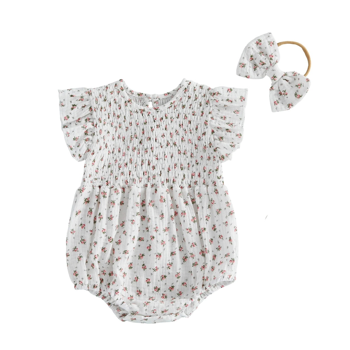 Mickayla Ruched Bubble Romper - Pink Floral