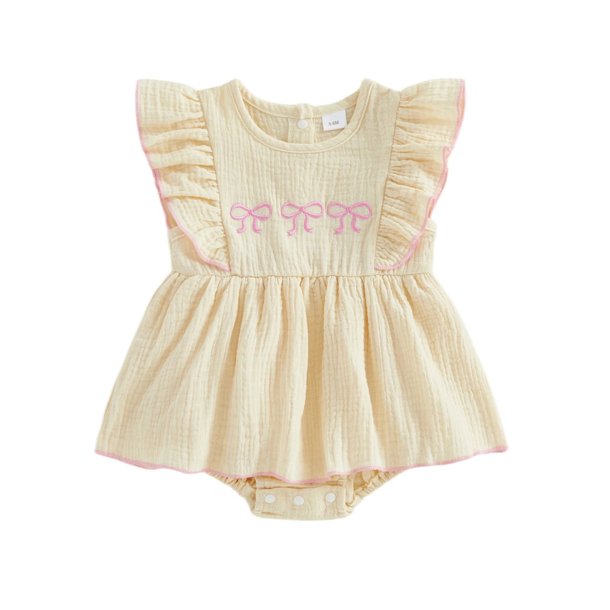 Bow Bow Skirted Romper - Lemon