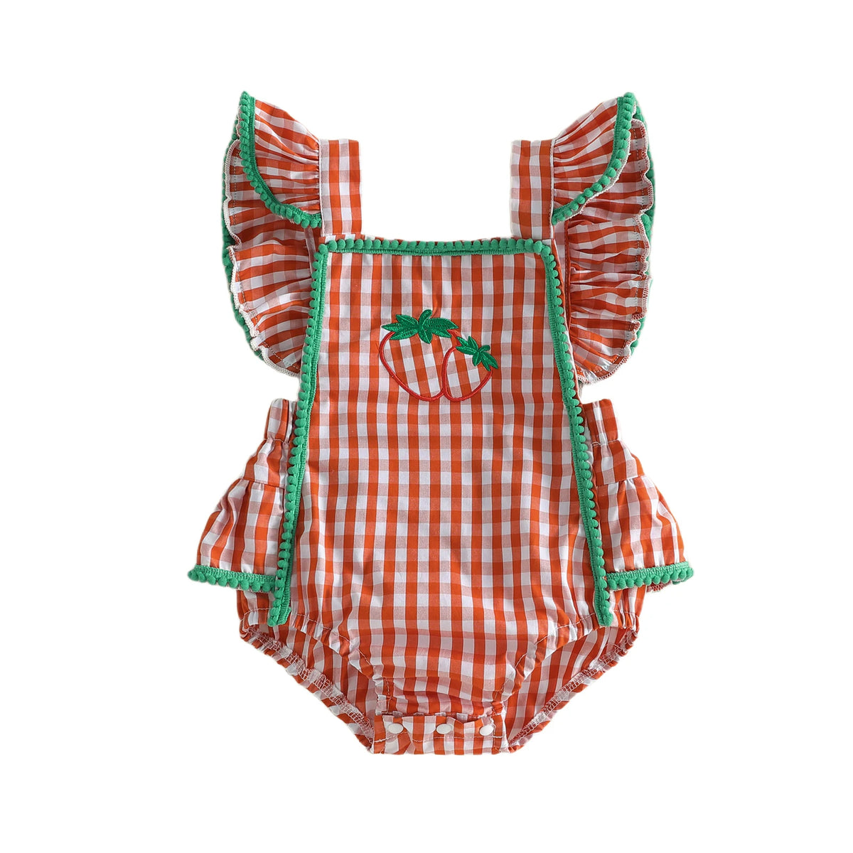 Strawberry Patch Flutter Sleeve Romper