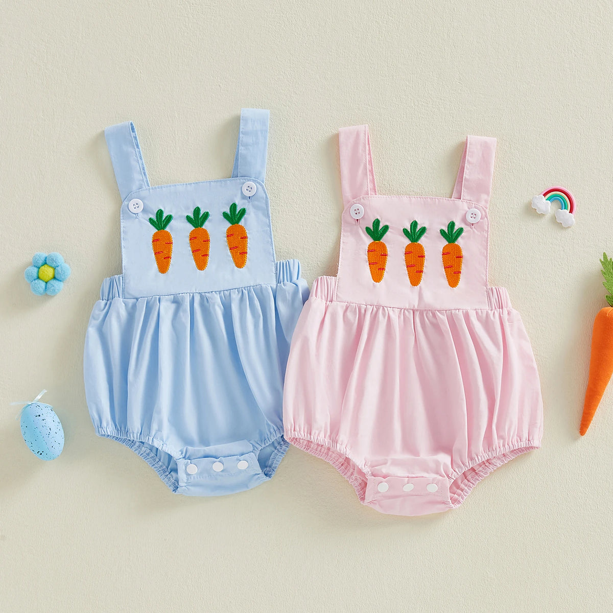 Carrot Easter Romper - Pink