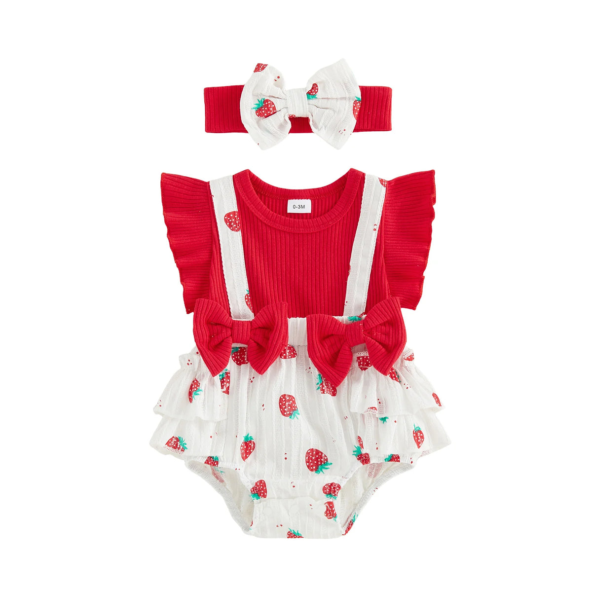 Poppy Ruffle Romper - Cherry