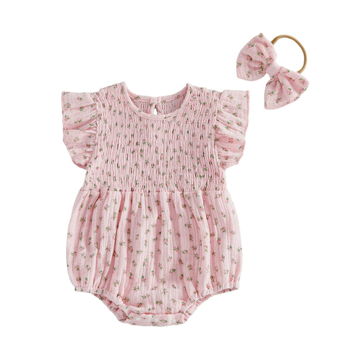 Mickayla Ruched Bubble Romper - Pink Floral