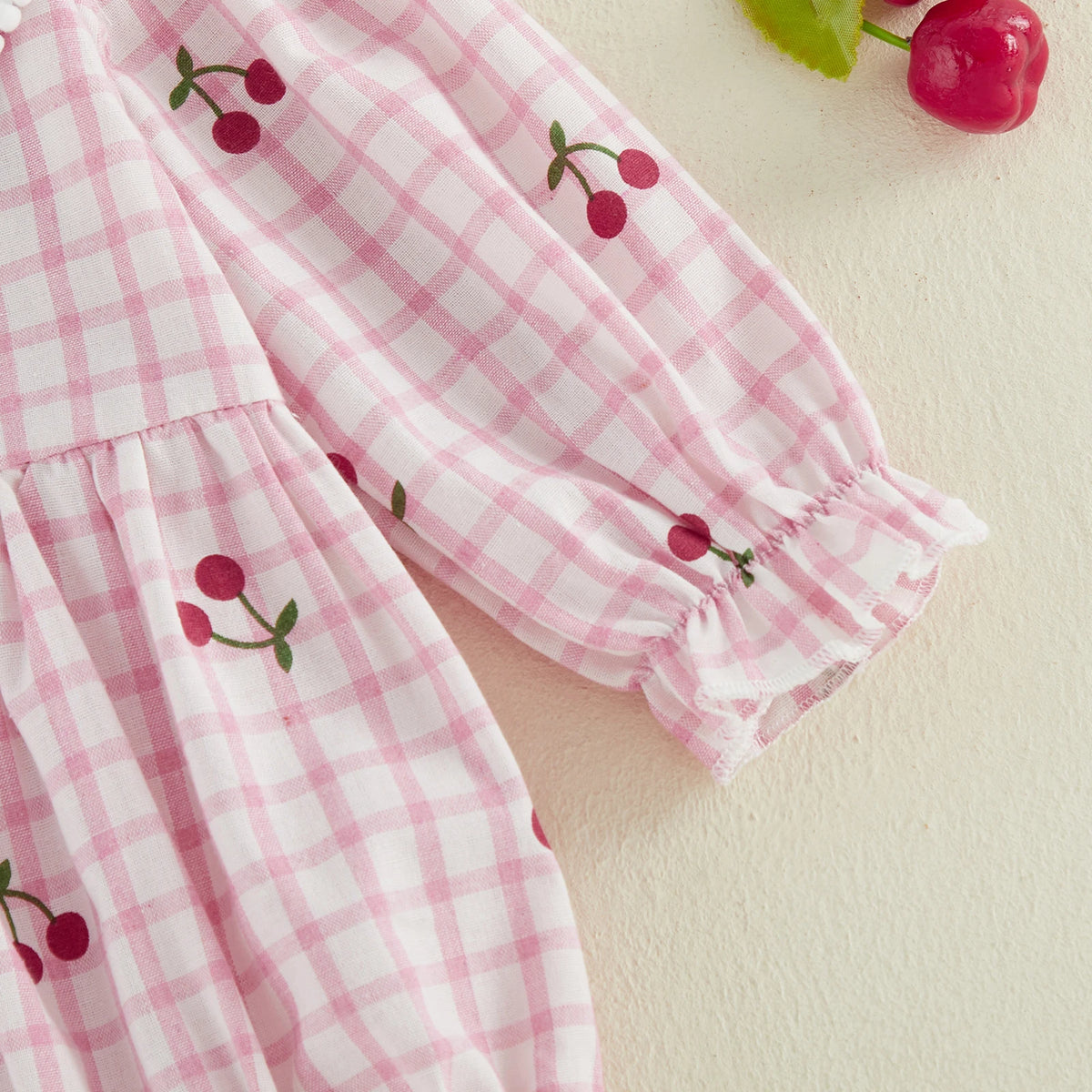 Sweet Cherry Long Sleeve Romper