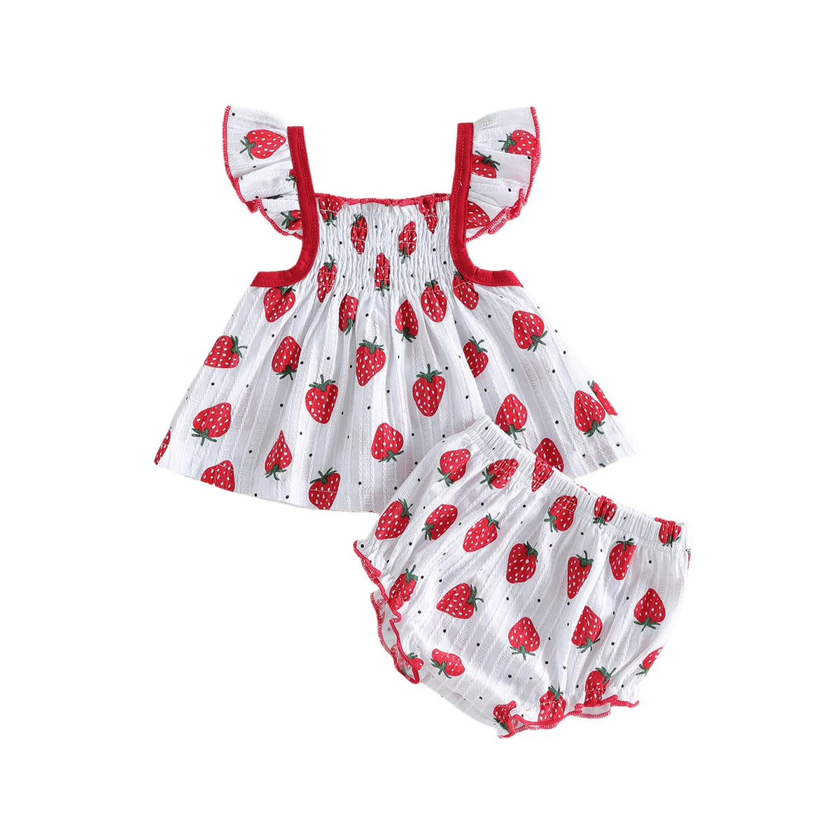 Sweet Strawberry Babydoll Bloomer Set - White