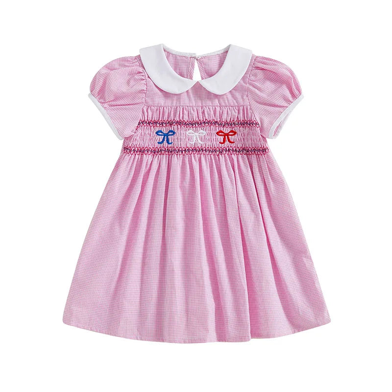 Isabella Smocked Collared Dress - Pink