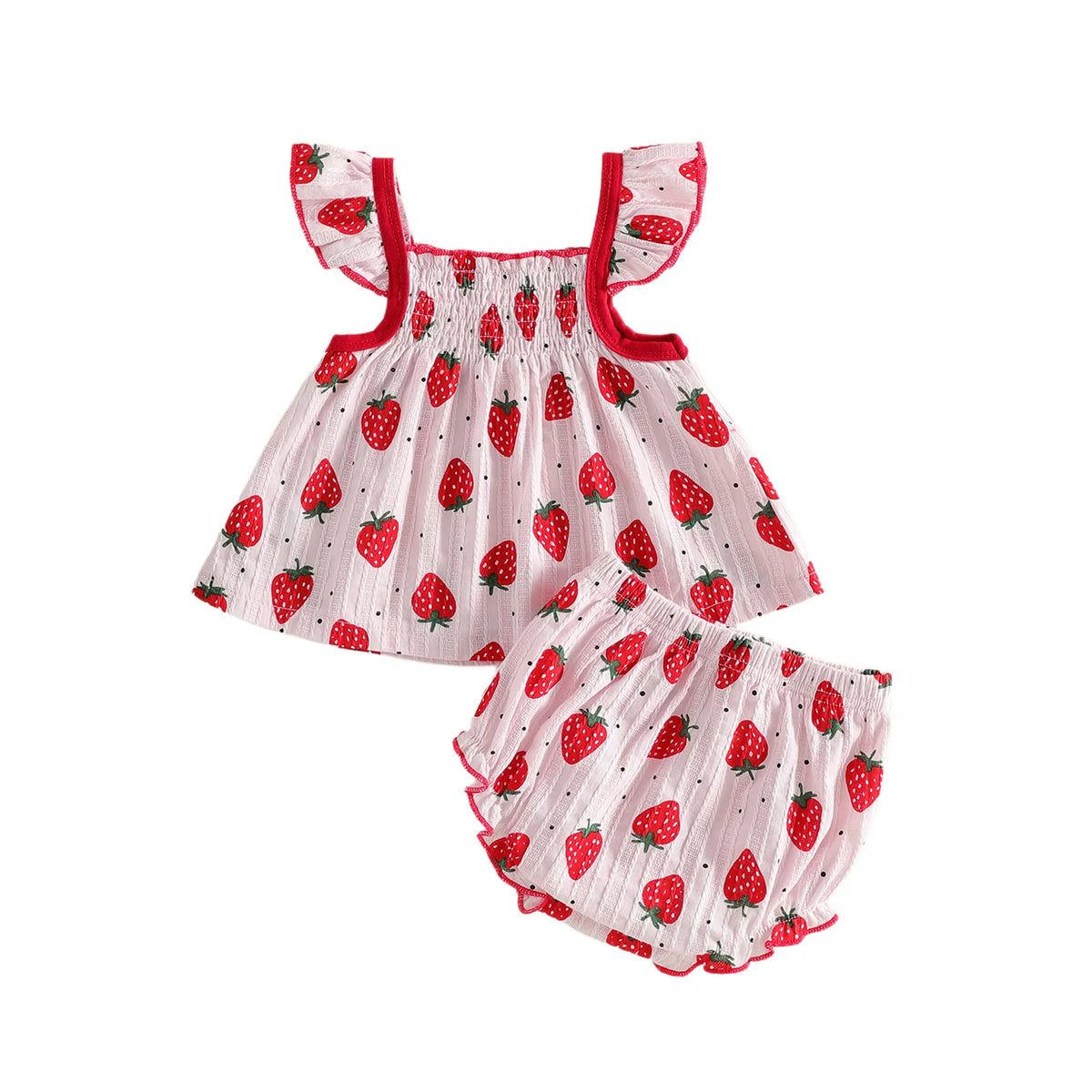 Sweet Strawberry Babydoll Bloomer Set - White