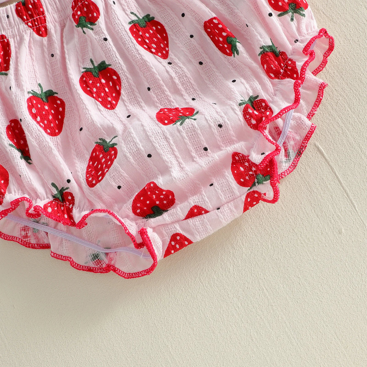 Sweet Strawberry Babydoll Bloomer Set - White
