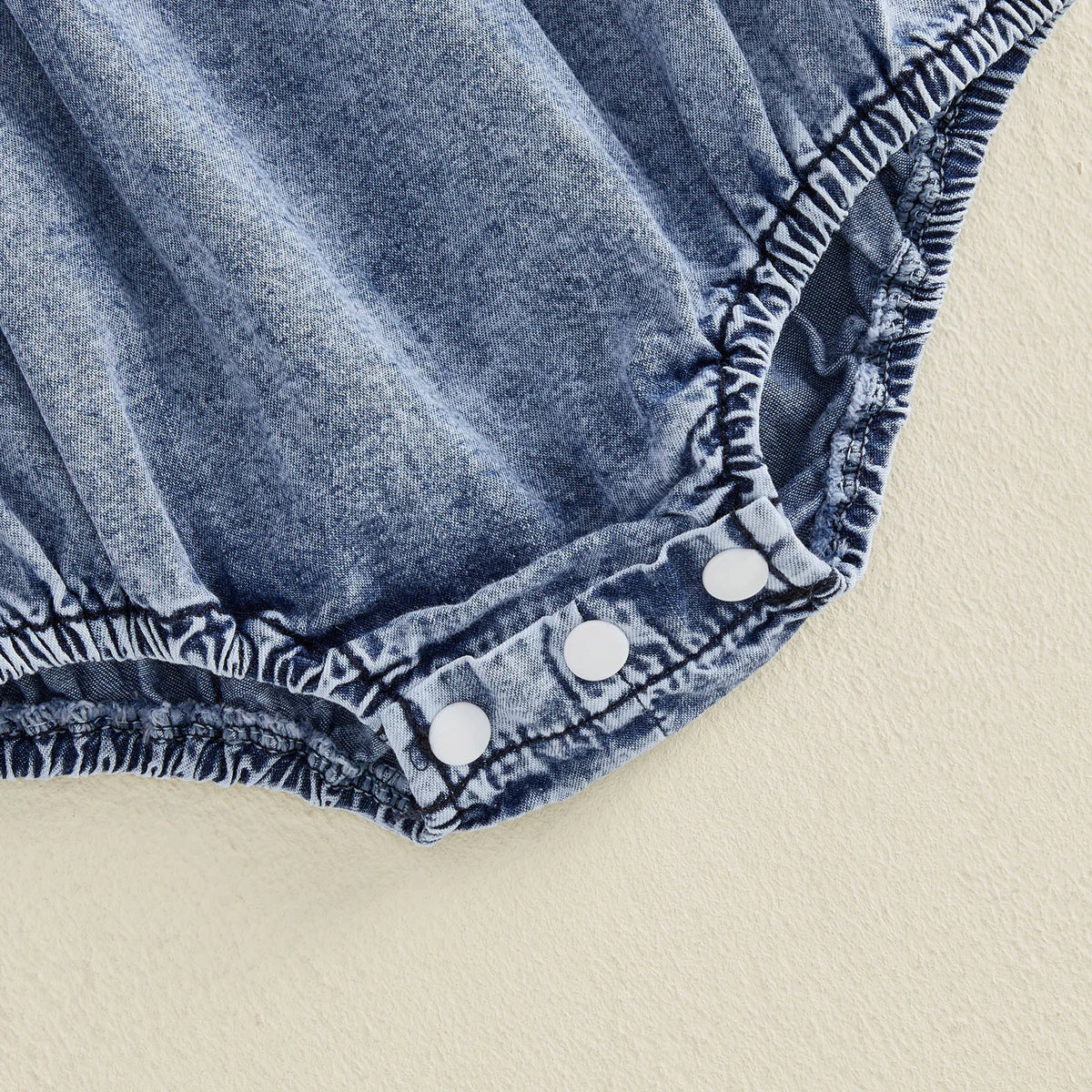 Sally Long Sleeve Collared Denim Romper