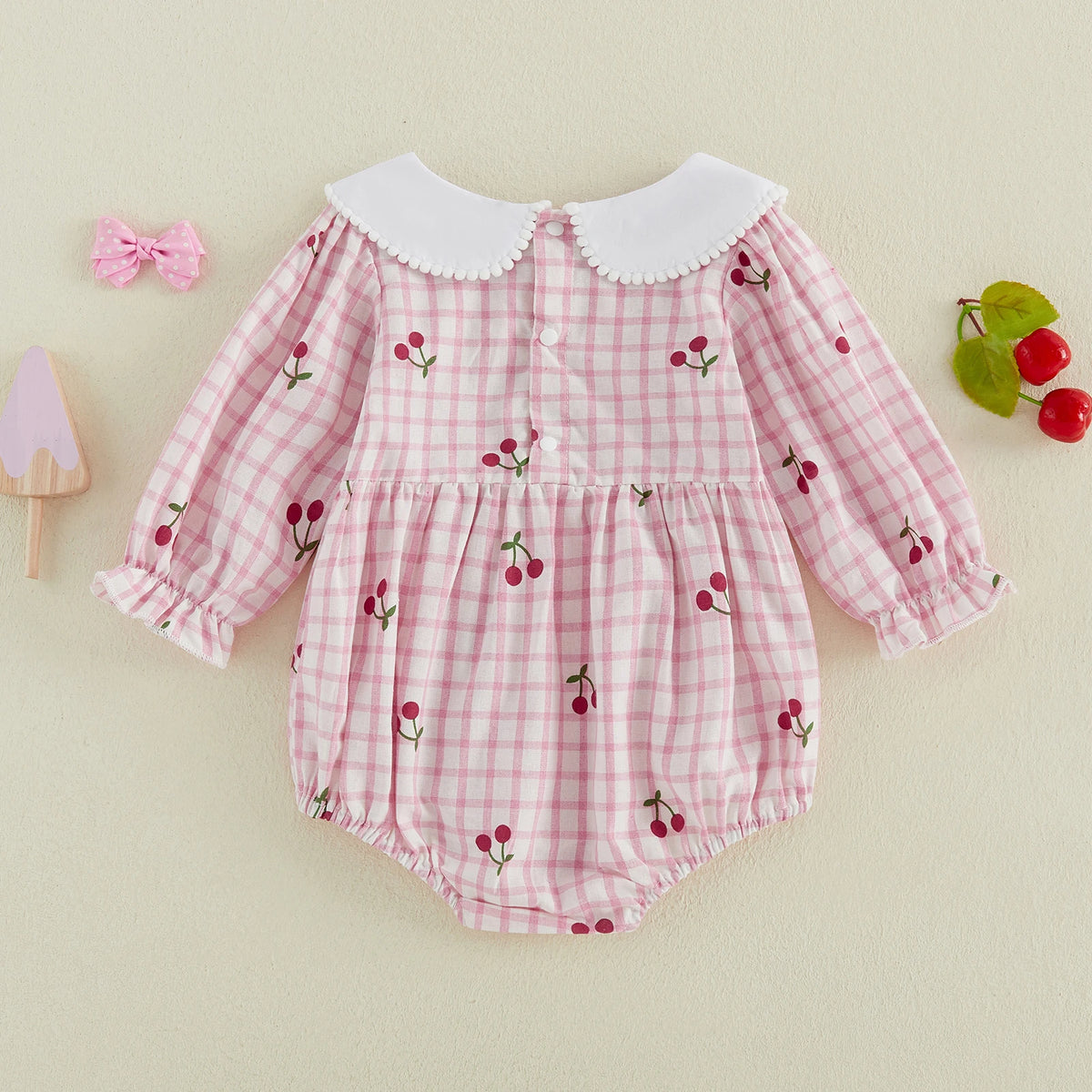 Sweet Cherry Long Sleeve Romper