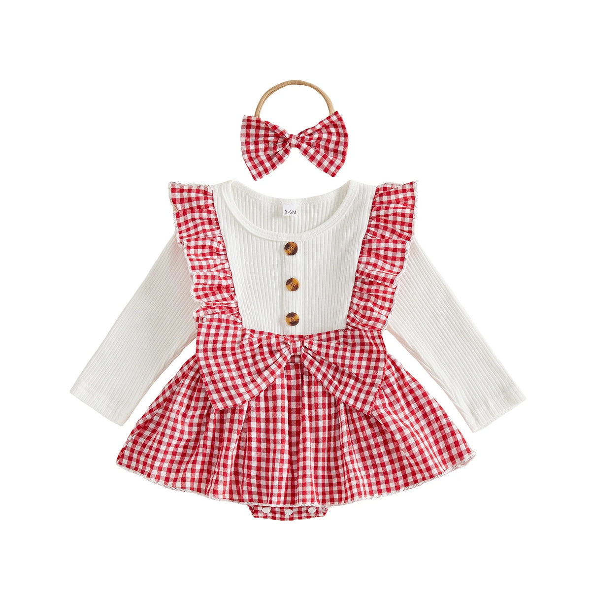 Ruby Gingham Skirted Romper