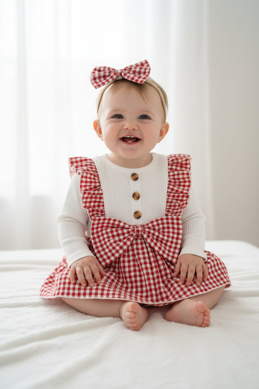 Ruby Gingham Skirted Romper