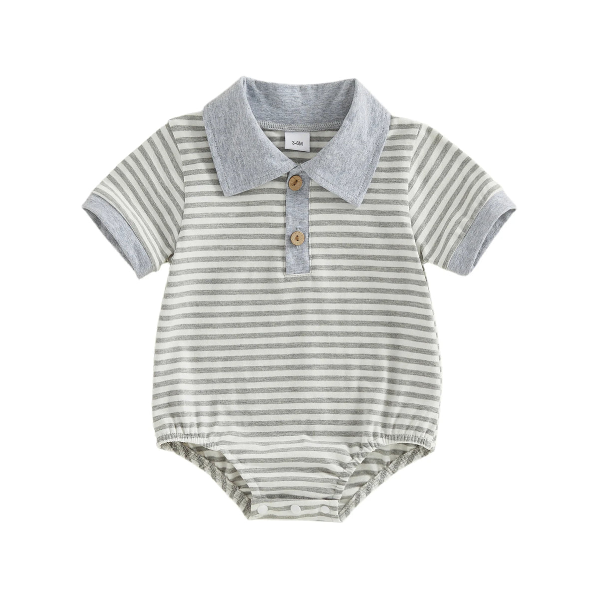 Samuel Stripe Collared Onesie - Grey
