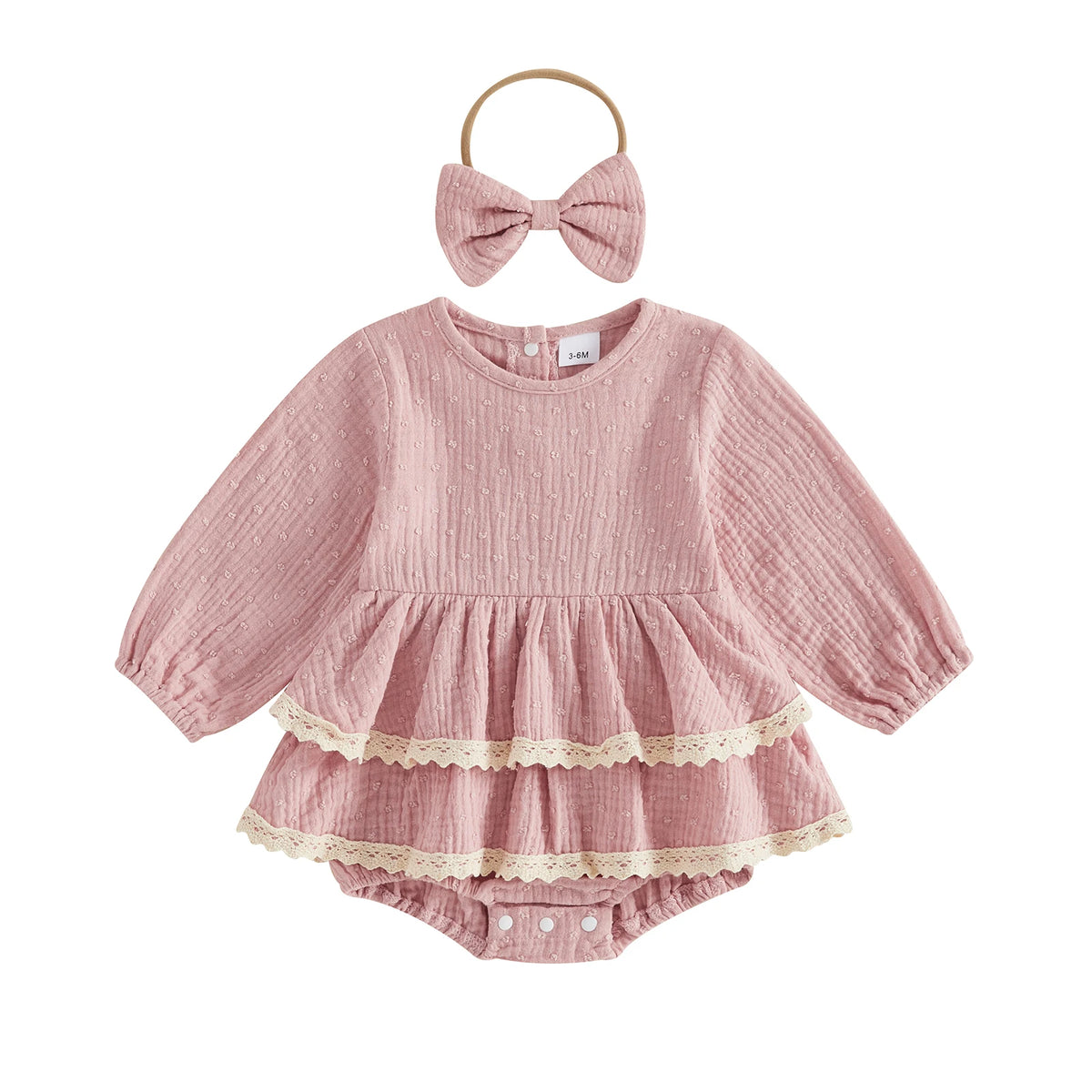 Nina Long Sleeve Flutter & Lace Romper - Sea
