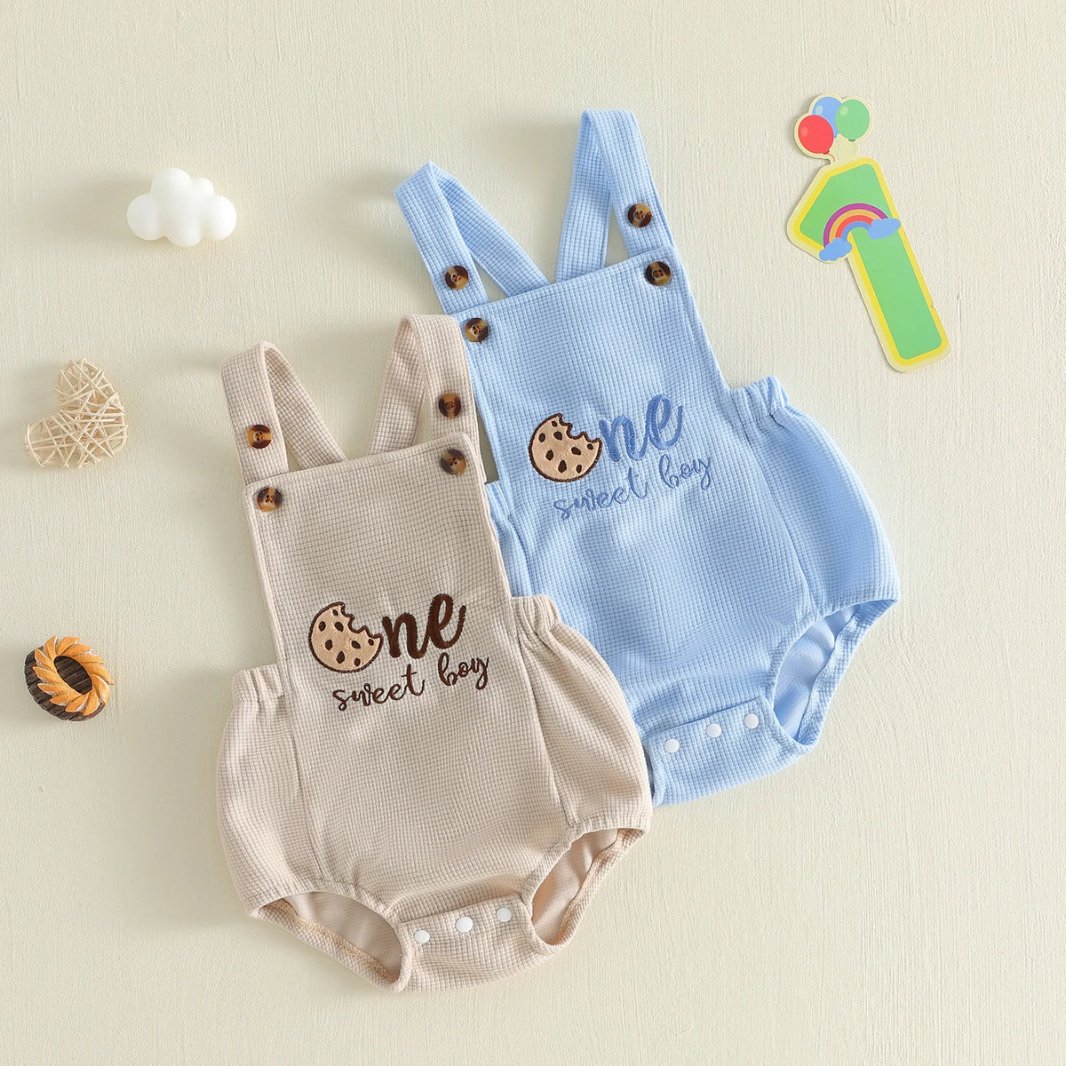 One Sweet Boy Birthday Romper - Natural