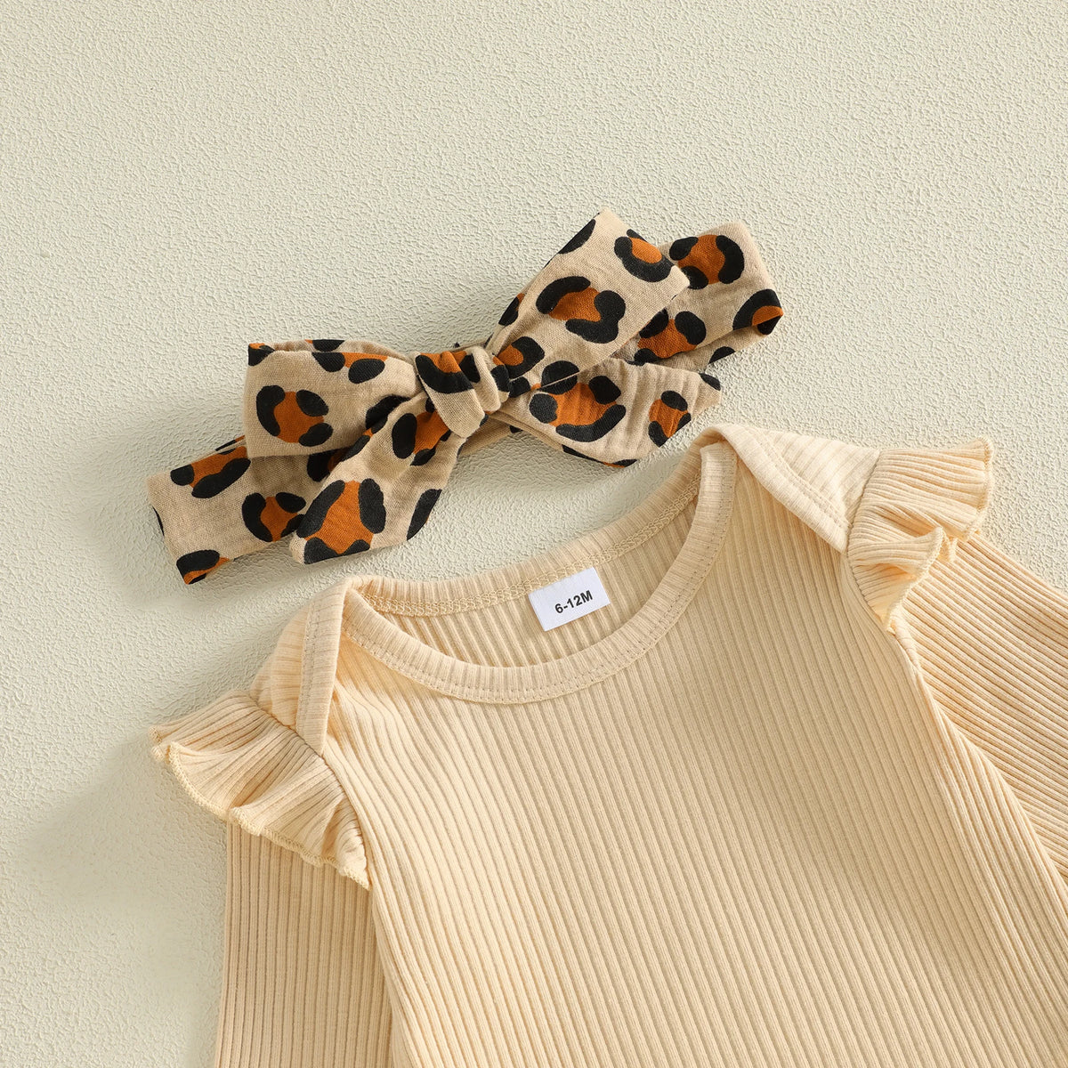Mila Leopard Ribbed Romper Set