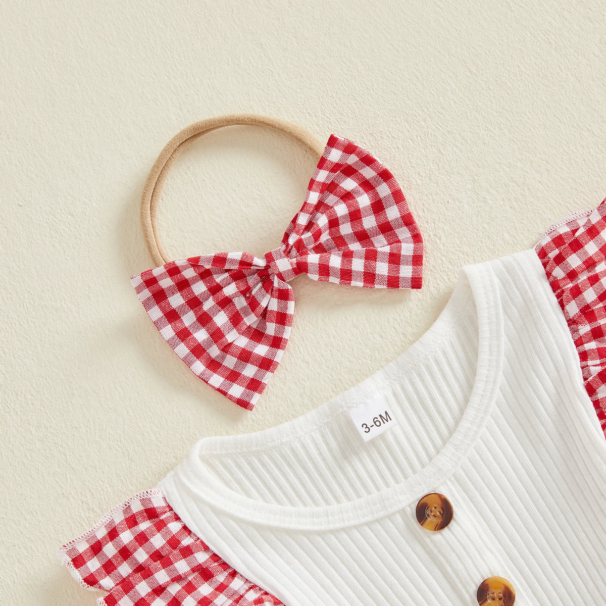 Ruby Gingham Skirted Romper