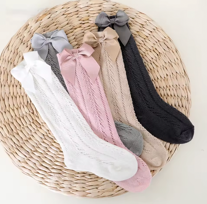 Bailey Bow Lace Look Knee High Socks - Snow