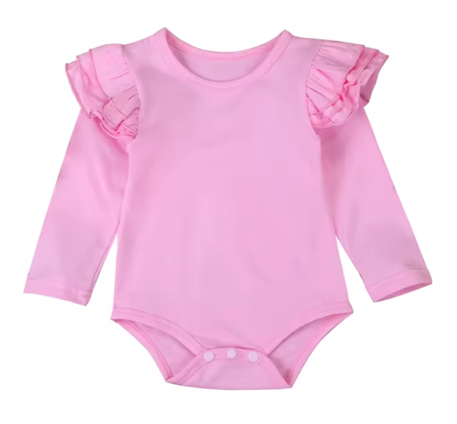Ruby Long Sleeve Flutter Onesie - White