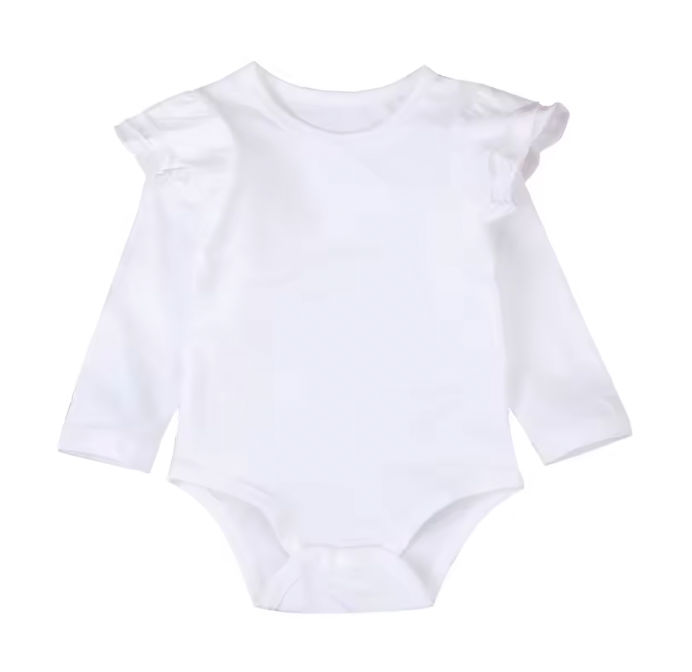 Ruby Long Sleeve Flutter Onesie - White