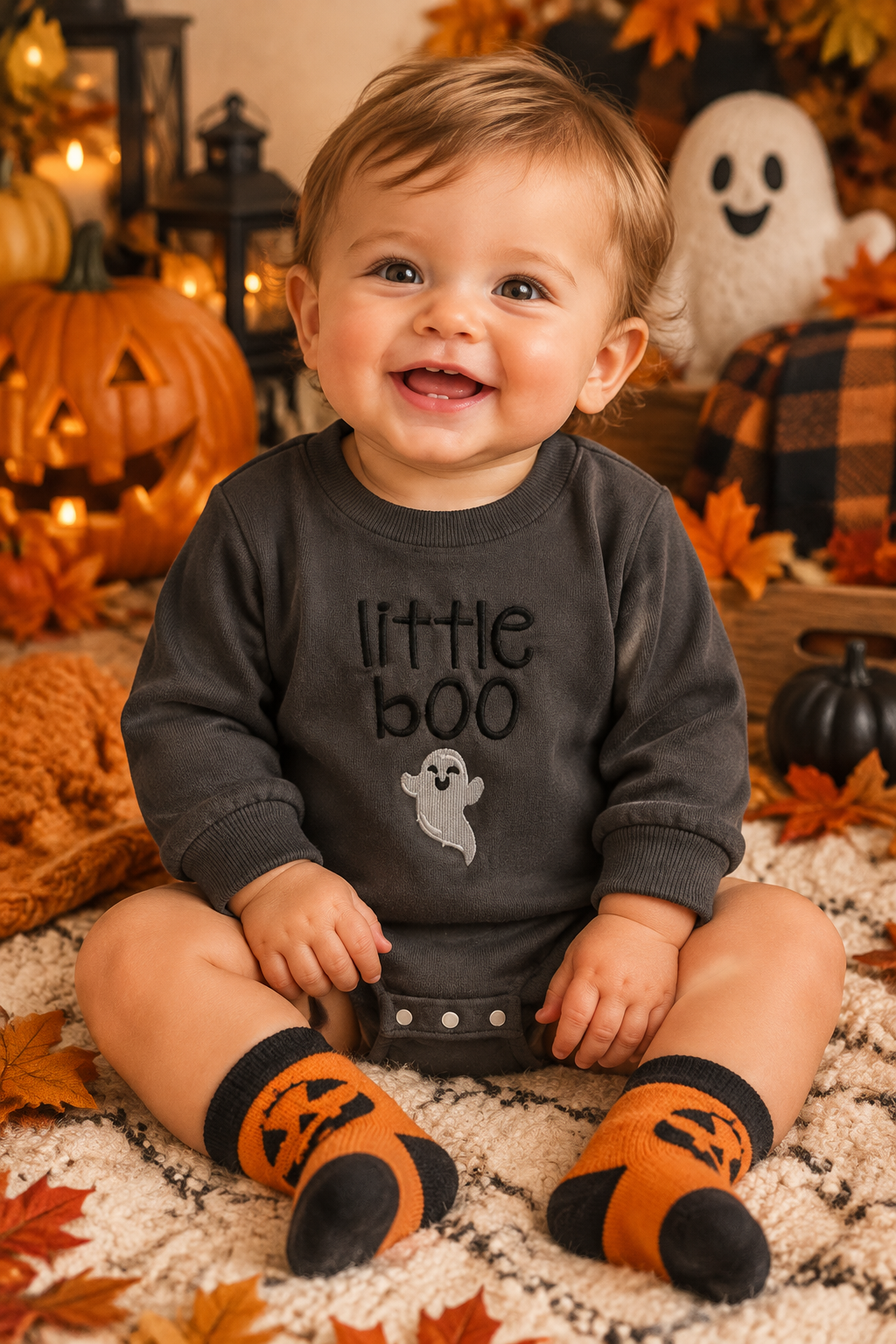 Little Boo Hallowen Long Sleeve Romper