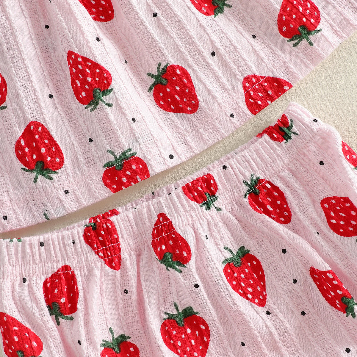 Sweet Strawberry Babydoll Bloomer Set - White