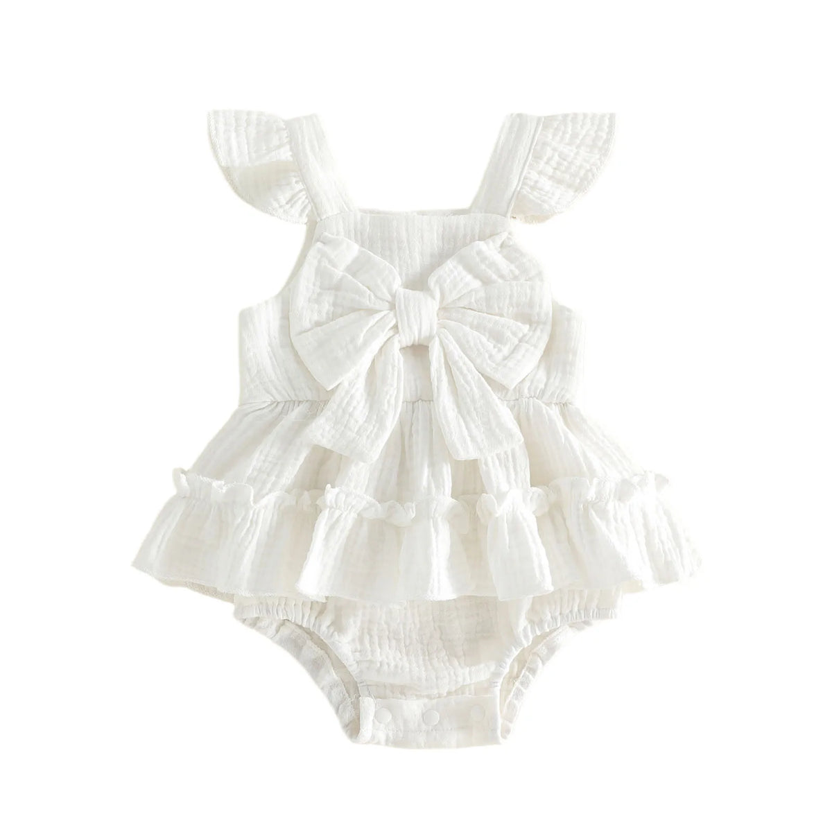 Nevah Bow & Flutter Romper - Peach