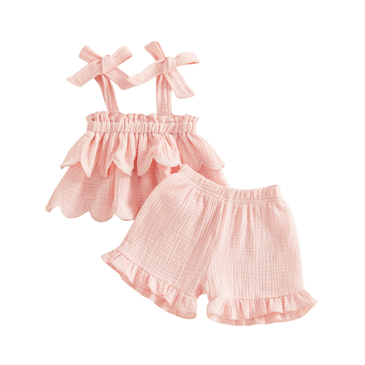 Moira Ruffle Shortie Set - Peachy