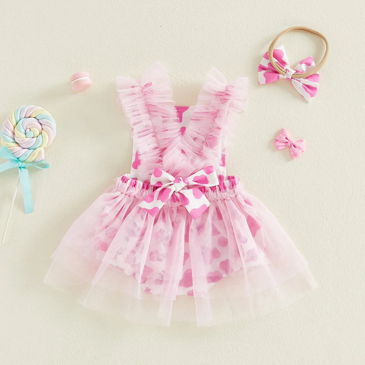 Pinky Cow Skirted Dress Up Romper