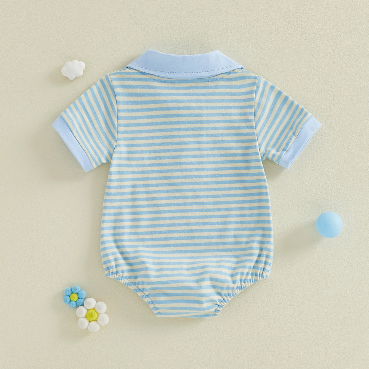 Samuel Stripe Collared Onesie - Green