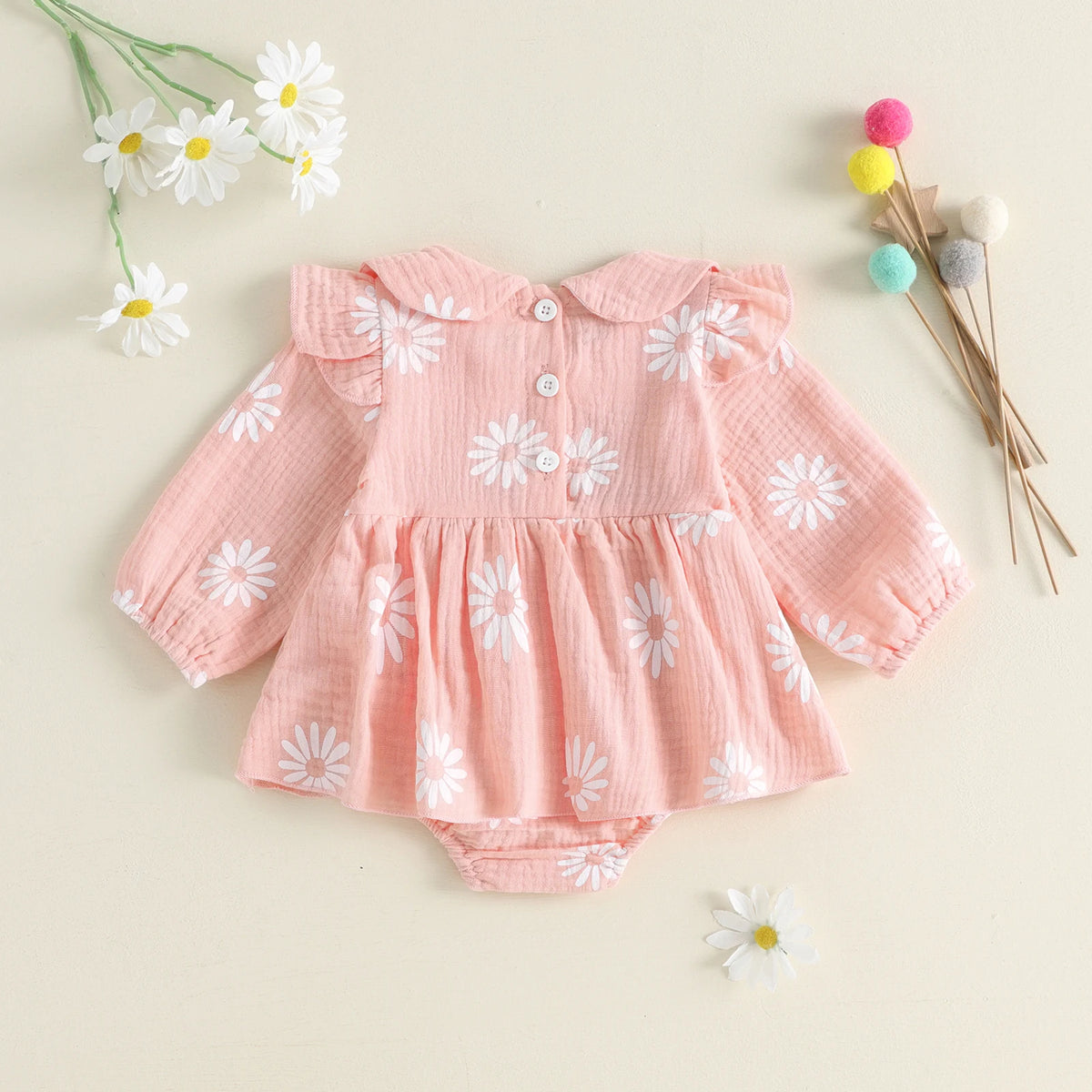 Nora Daisy Skirted Romper - Peachy