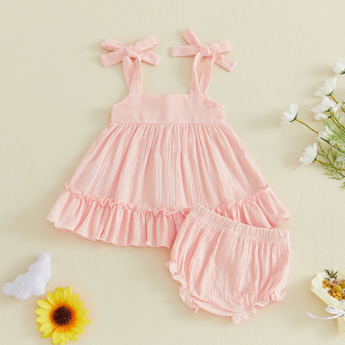 Lila Baby Doll Dress Set - Natural