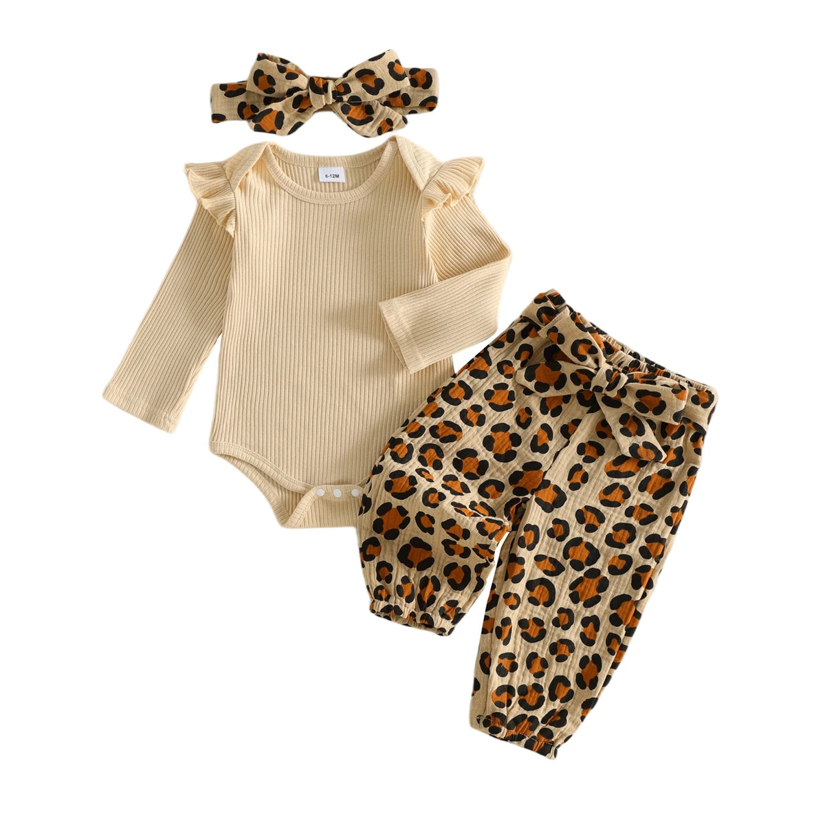 Mila Leopard Ribbed Romper Set