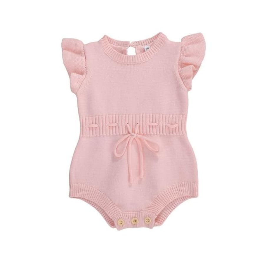 Adalyn Sleeveless Knitted Romper - Pink / 6-12 Months - Rompers rompers