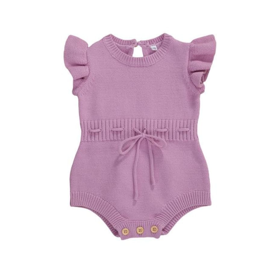 Adalyn Sleeveless Knitted Romper - Pink / 6-12 Months - Rompers rompers