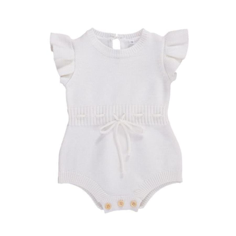 Adalyn Sleeveless Knitted Romper - Snow - 6-12 Months - Rompers Rompers
