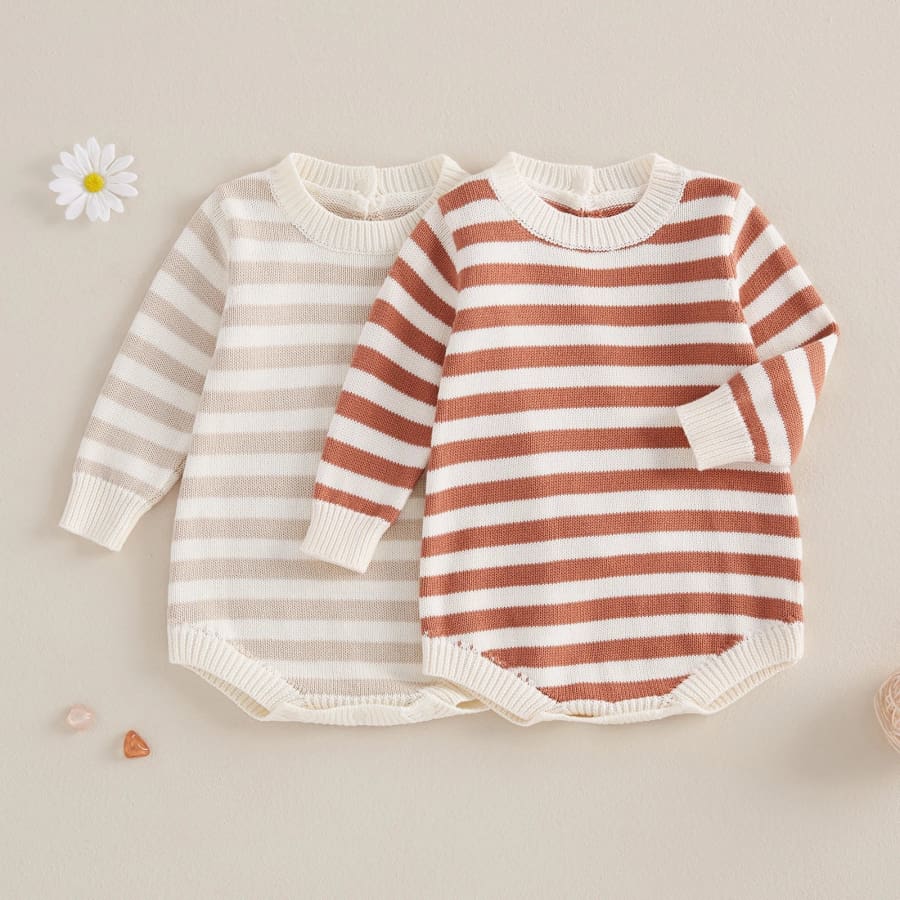 Alex Stripe Knit Romper - Earth - 0-3 Months