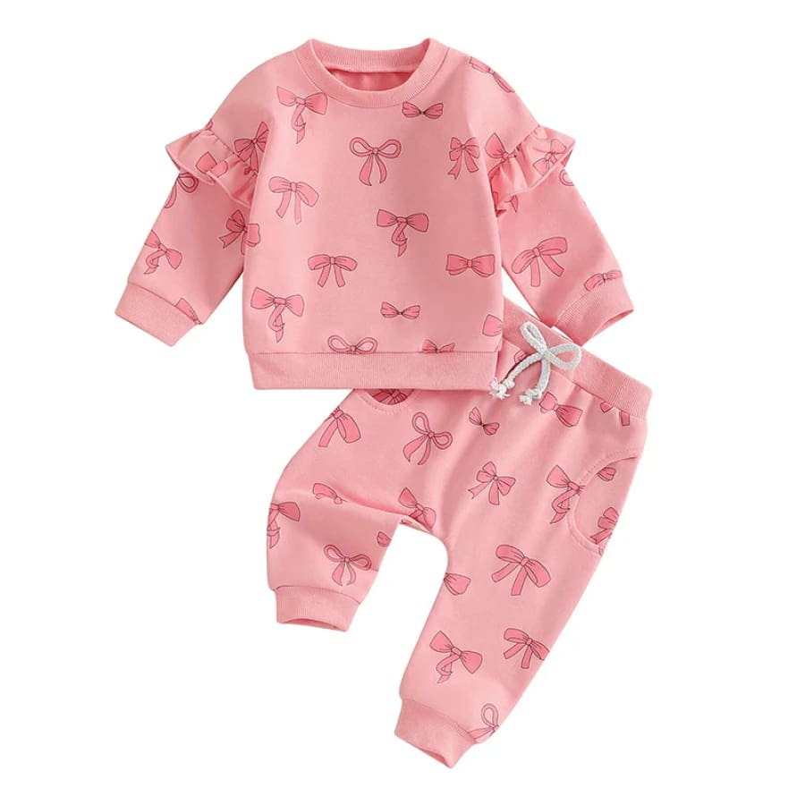 Annabelle Bow Trackie Set - Pink - 0-6 Months
