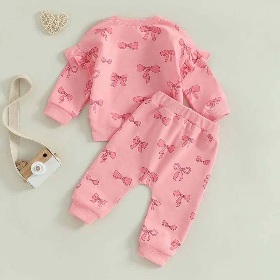 Annabelle Bow Trackie Set - Pink - 0-6 Months