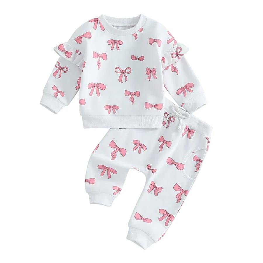 Annabelle Bow Trackie Set - Snow - 0-6 Months