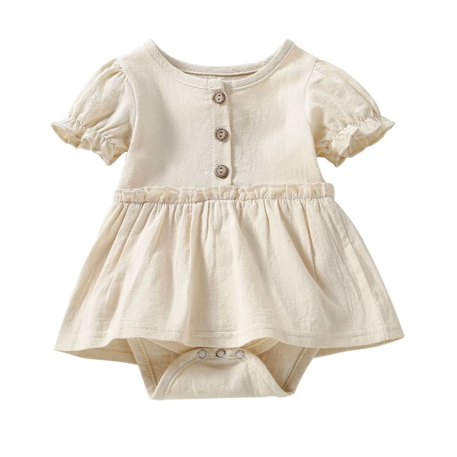 Annie Skirted Romper - Natural - 0-3 Months