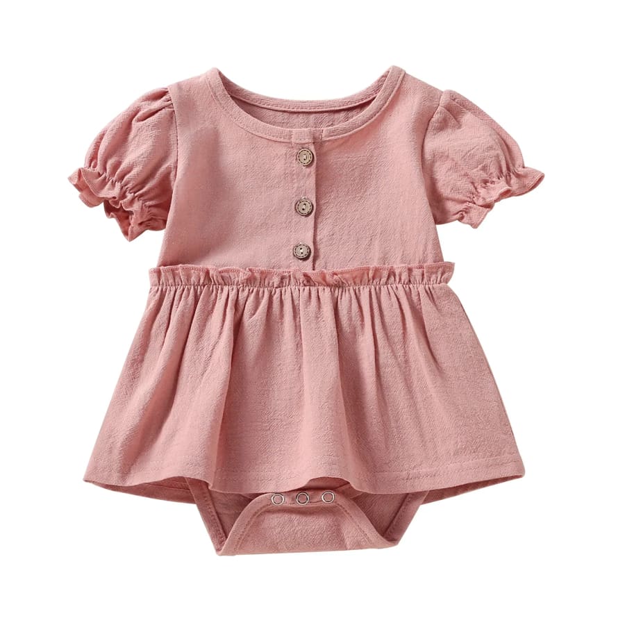 Annie Skirted Romper - Pink - 0-3 Months