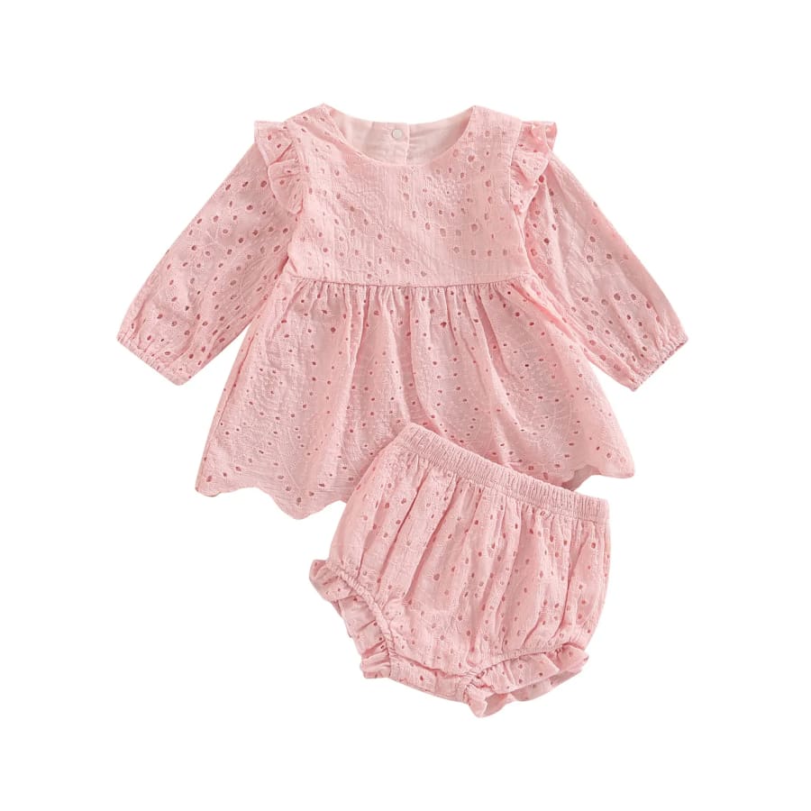 Arabella Broderie Baby Doll Bloomer Set - Snow - 0-3 Months