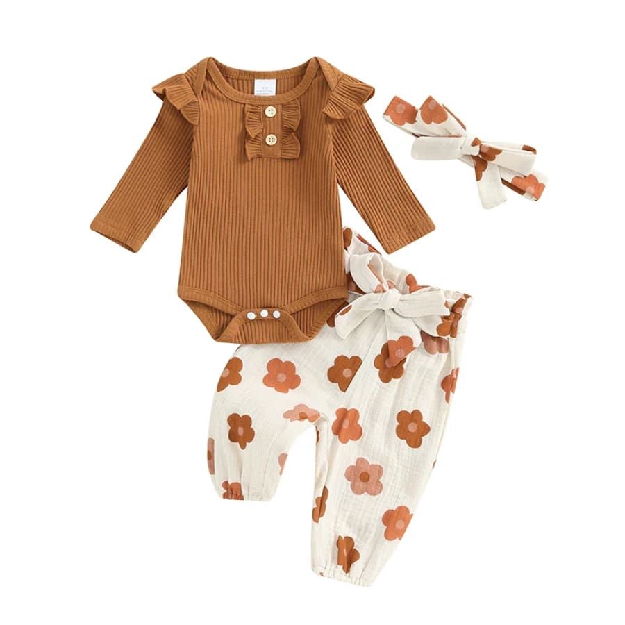 Ayana Long Sleeve Flutter Set - Earth - 0-3 Months