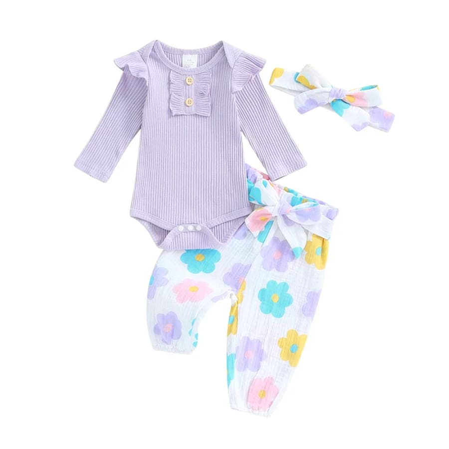 Ayana Long Sleeve Flutter Set - Lilac - 0-3 Months