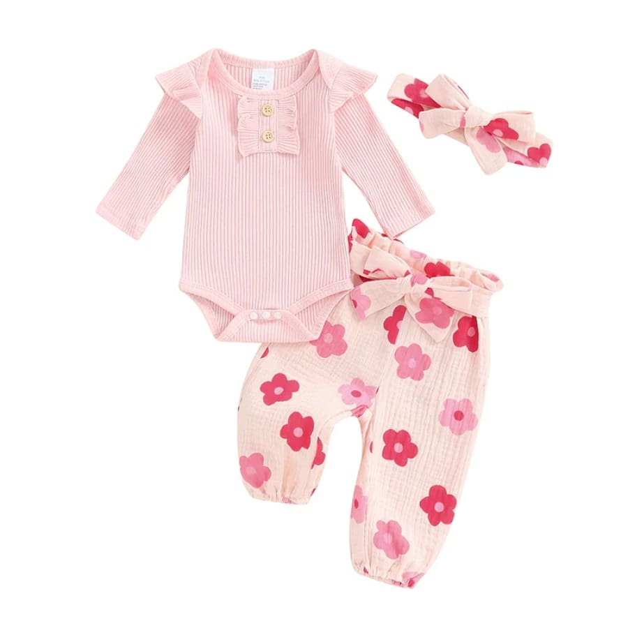 Ayana Long Sleeve Flutter Set - Pink - 0-3 Months