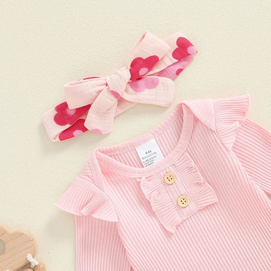 Ayana Long Sleeve Flutter Set - Pink