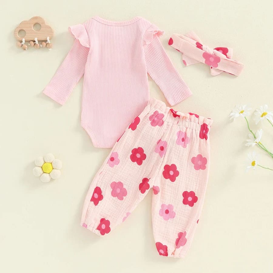 Ayana Long Sleeve Flutter Set - Pink