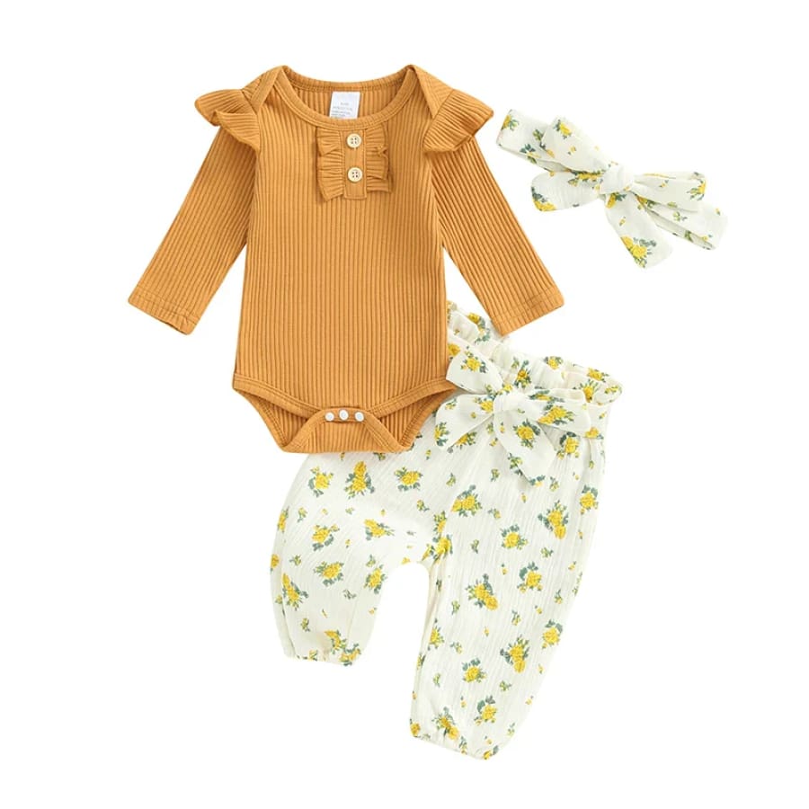 Ayana Long Sleeve Flutter Set - Sunshine - 0-3 Months