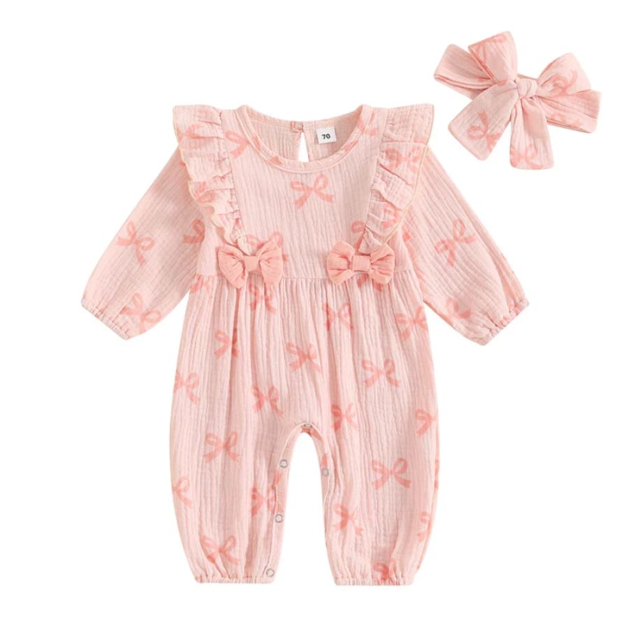Baby Bow Jumpsuit - 0-3 Months