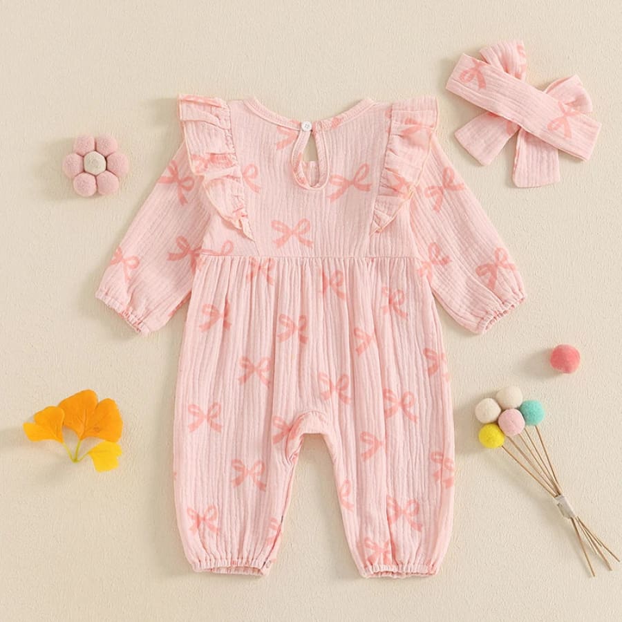 Baby Bow Jumpsuit - 0-3 Months